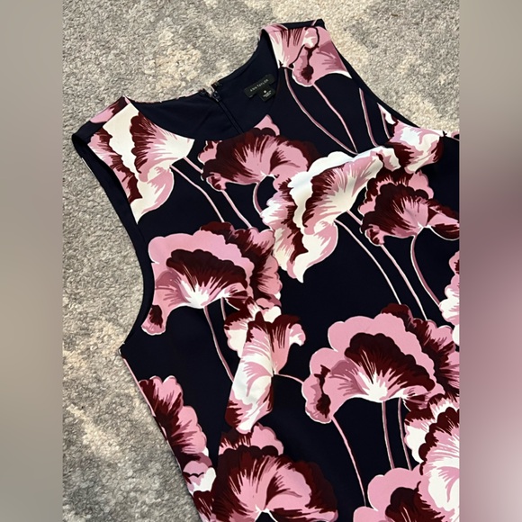 New w/o tag Ann Taylor navy pink white ginkgo print shift dress - Picture 1 of 7